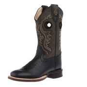 Youth Black and Vintage Charcoal Square Toe Boot