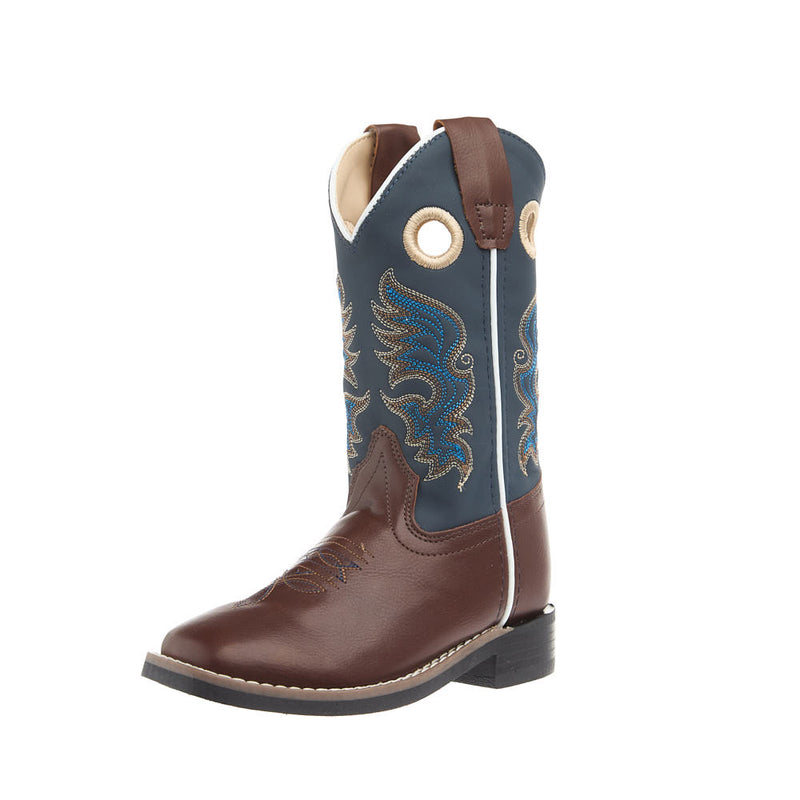 Youth Brown Foot and Midnight Blue Shaft Square Toe Boot