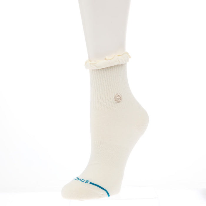 Women's Ruffle Icon Ivory Quarter Height Socks