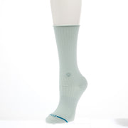Women' Rolled Pale Blue Solid Crew Socks