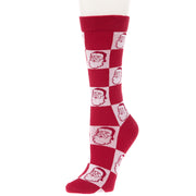 Red Santa Check Holiday Crew Socks