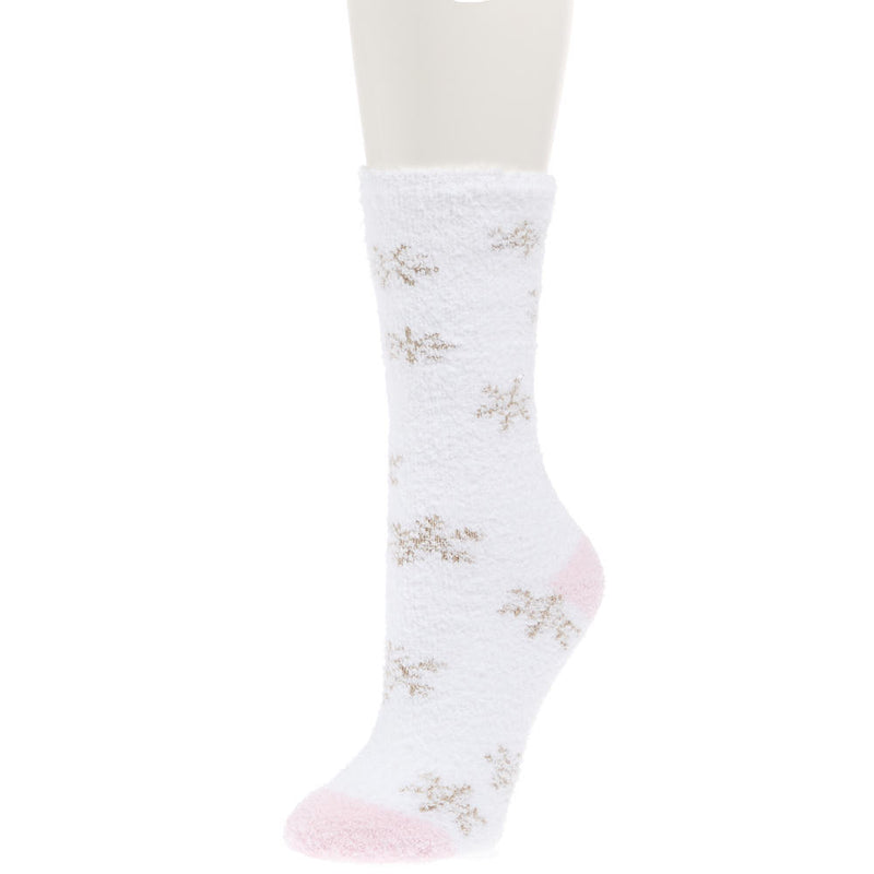 White Winter Shimmer Crew Socks