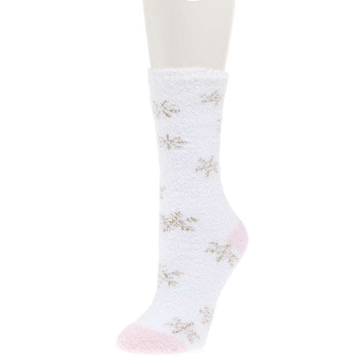 White Winter Shimmer Crew Socks