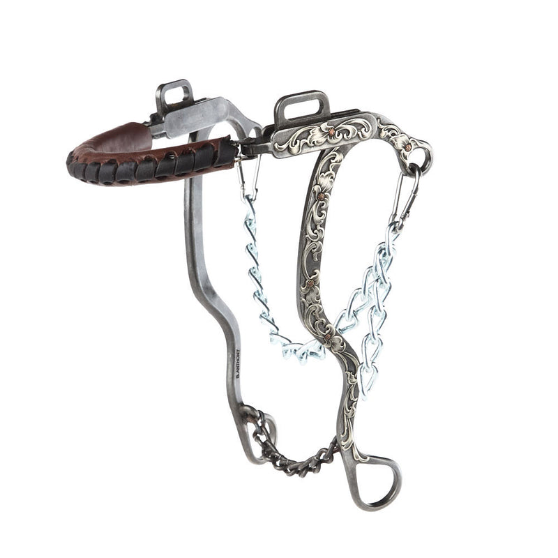 Engraved Silver Floral Long Shank Hackamore