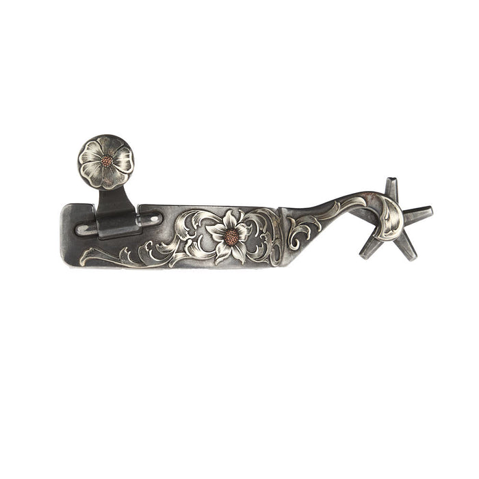 1in Silver Floral Engraved Spurs
