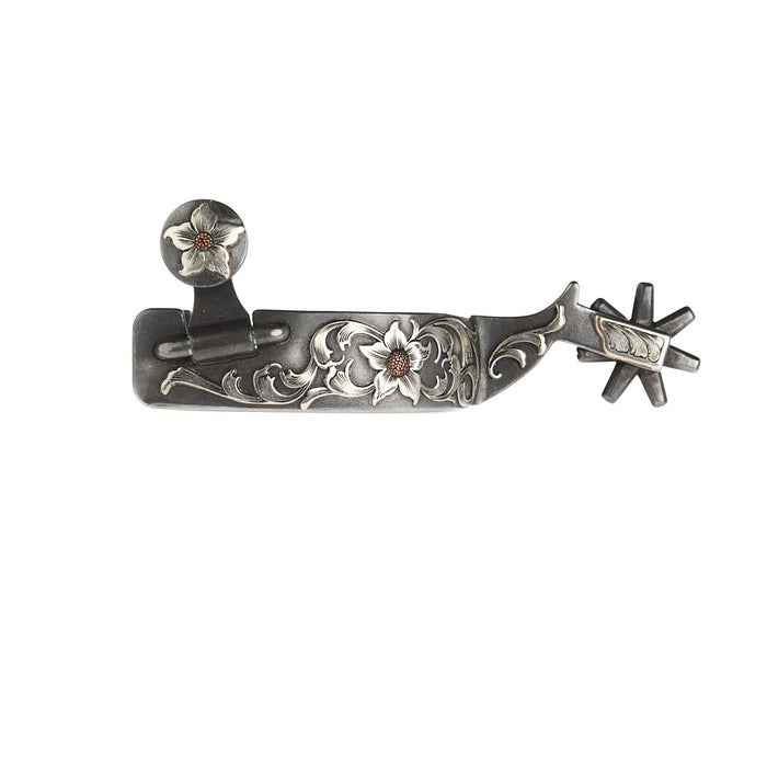 1in Silver Floral Western Spurs