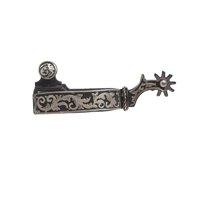 Black Steel with Silver Floral Spur
