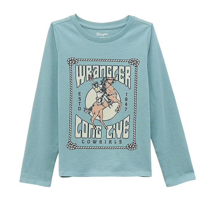 Girl's Long Sleeve Blue Western Tee Shirt