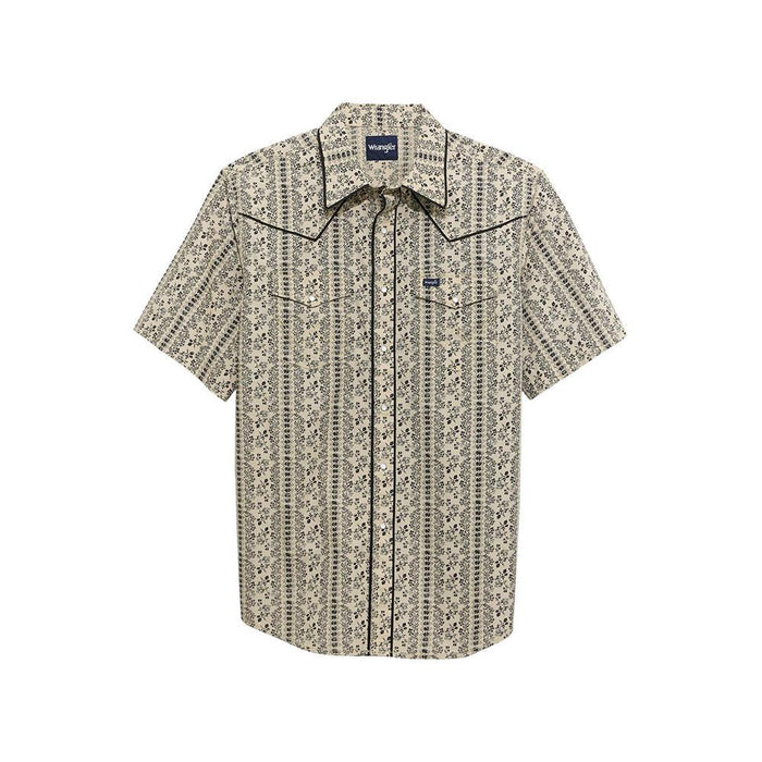 Men's Ecru Vintage Floral Snap Shirt