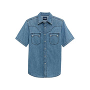 Men's Light Wash Denim Snap Shirt