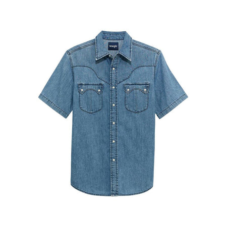 Wrangler Men's Light Wash Denim Snap Shirt
