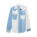 Women's Denim Color Block Snap Shirt