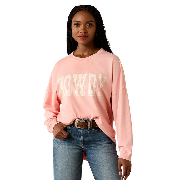 Women's Peach Amber Howdy Oversized Tee Shirt