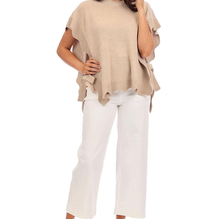Women's Rigsby Tan Scallop Sweater