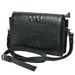 Black Croc Embossed Leather Crossbody