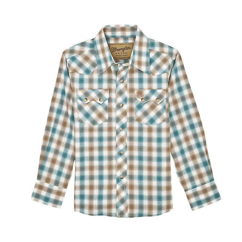 Boy's Brown & Turquoise Plaid Shirt