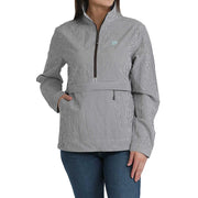 Women's Brown & White Stripe 1/2 Zip Pullover