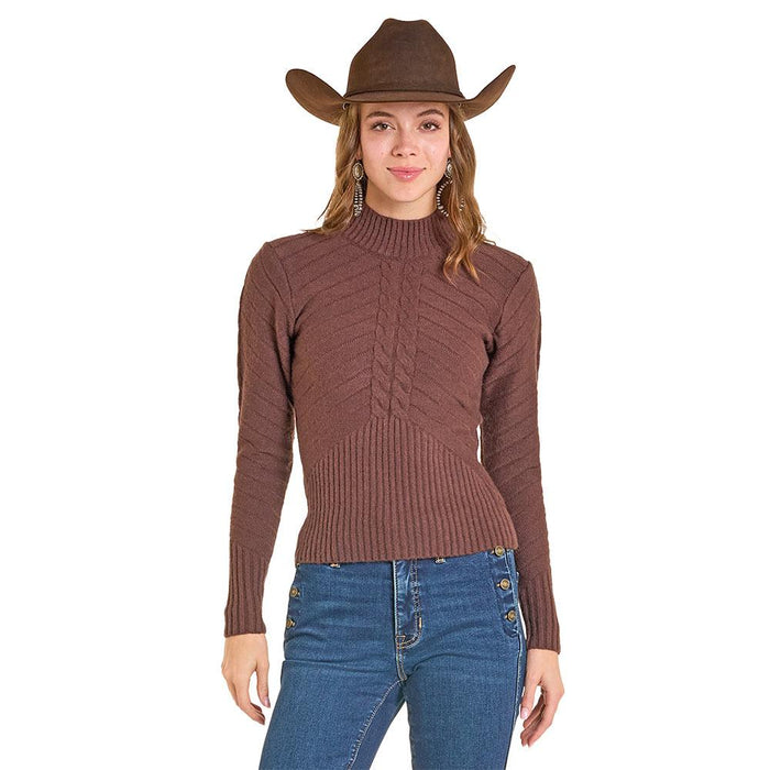 Women's Brown Cable Knit Sweater