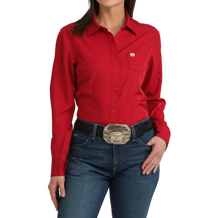 Women's Solid Pink Long Sleeve Shirt