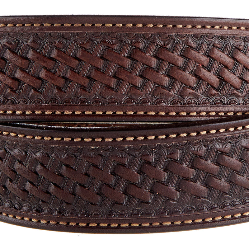Texas Saddlery Chocolate Basket Stamp Belt
