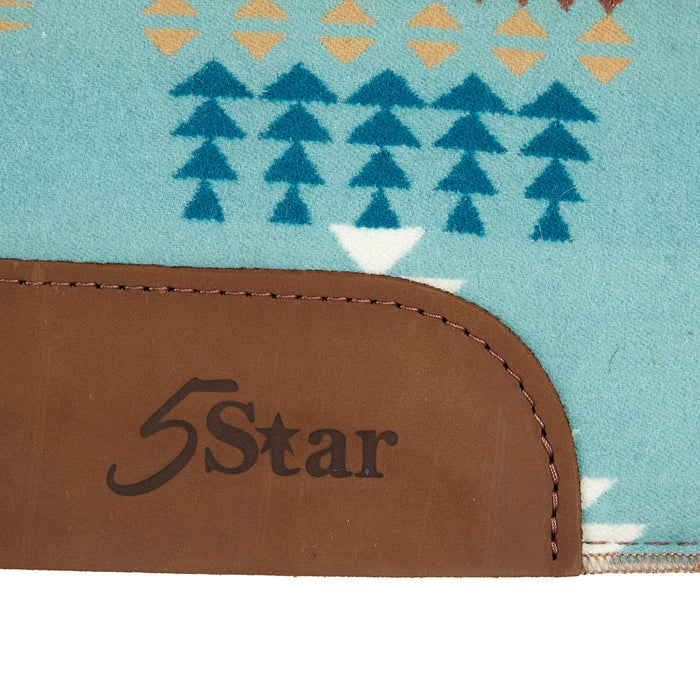 5 Star Equine Products Supplies Inc. 1in Natural Roper Aqua Aztec Felt Saddle Pad
