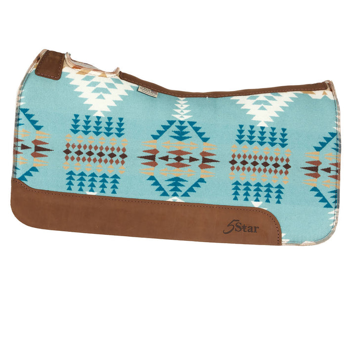 5 Star Equine Products Supplies Inc. 1in Natural Roper Aqua Aztec Felt Saddle Pad