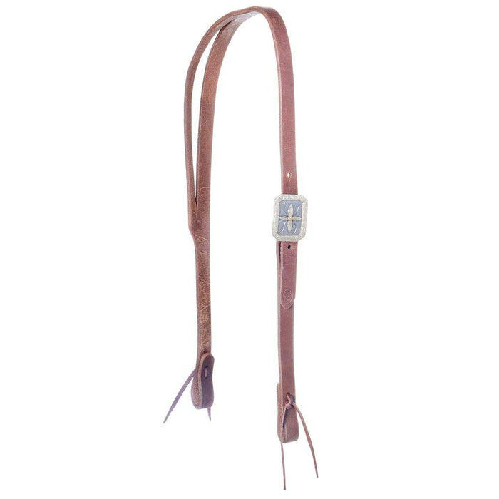 NRS Tack TLC Collection 3/4in. Oiled Slit Ear Headstall with Exclusive 4 Petal Buckle