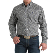 Men's Black & White Paisley Shirt