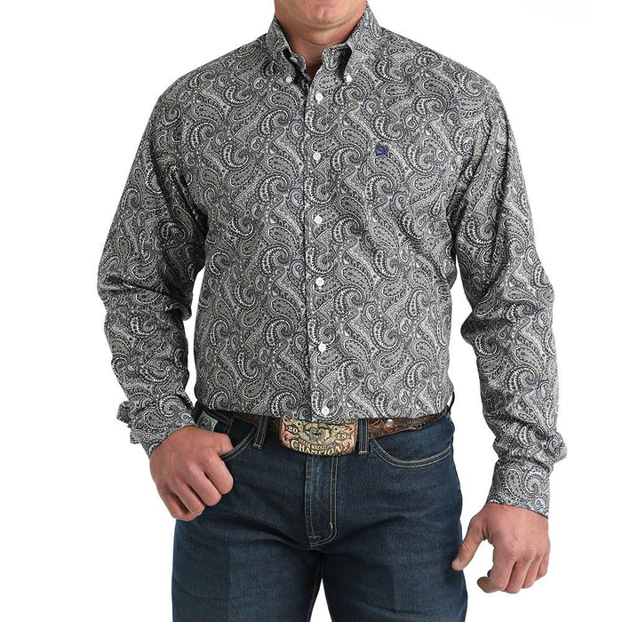 Men's Black & White Paisley Shirt