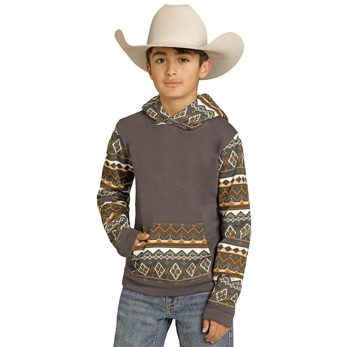 Boy's Charcoal Color Blocked Hoodie
