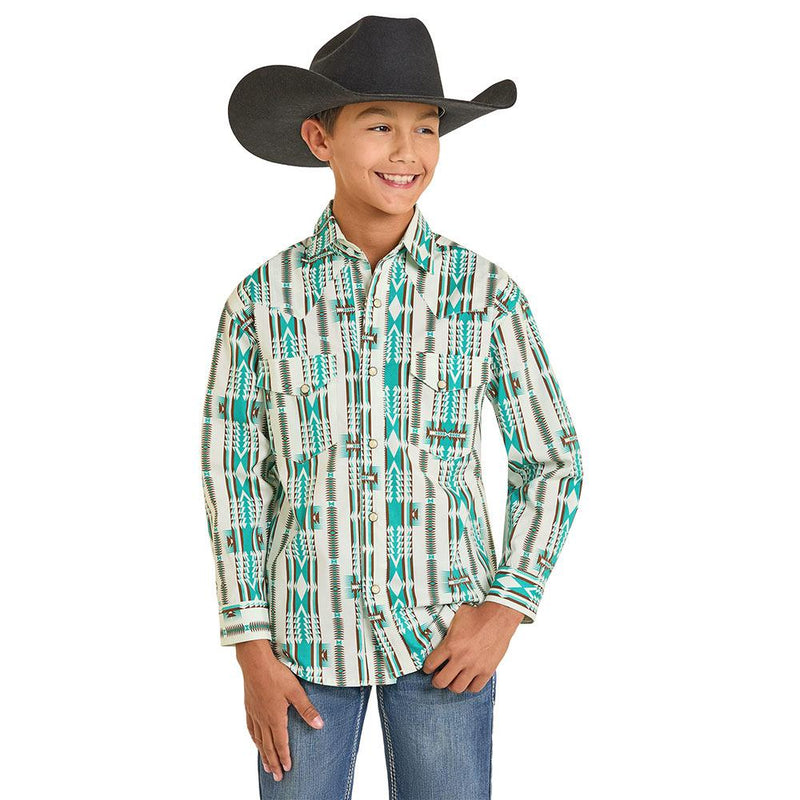 Boy's Natural Aztec Print Shirt