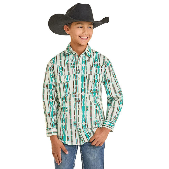 Boy's Natural Aztec Print Shirt