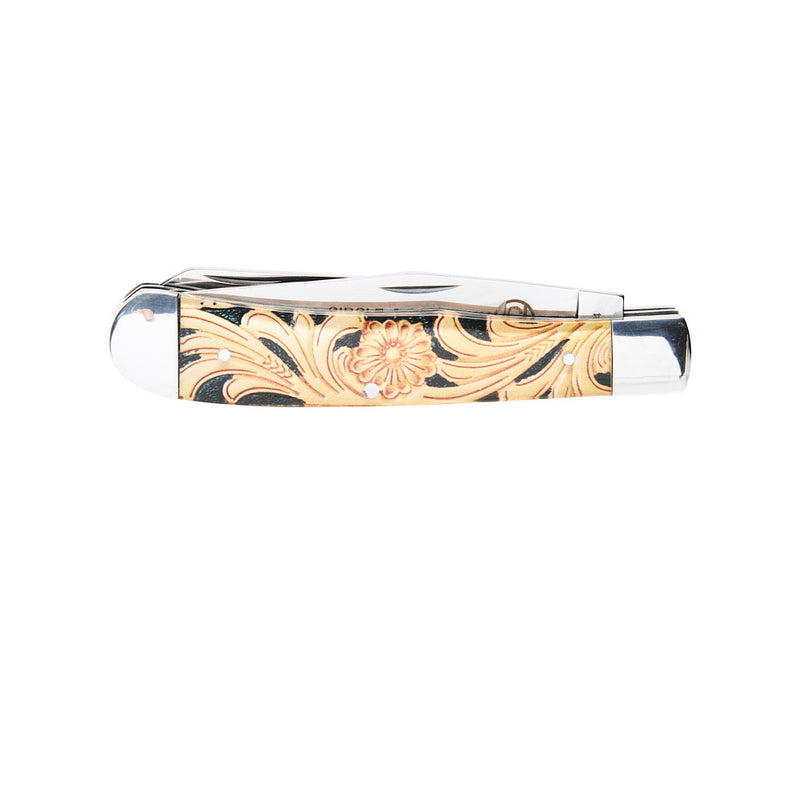 Circle SH Cutlery 4 1/4In Tan Floral Trapper Knife