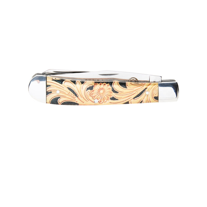 Circle SH Cutlery 4 1/4In Tan Floral Trapper Knife