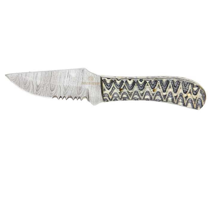 Circle SH Cutlery Black & Gold Partial Serrated Fixed Blade with Sheath