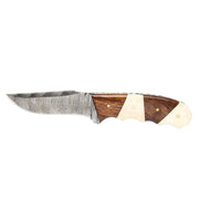 Circle SH Cutlery Damascus 6 1/2In Wood & Bone Knife with Sheath