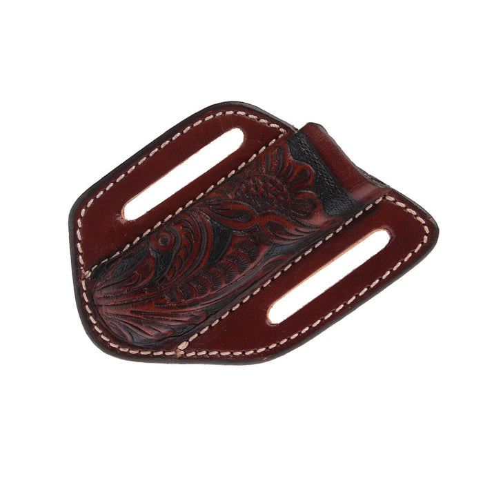 Circle SH Cutlery Trapper Knife Sheath Black Flower Stamp