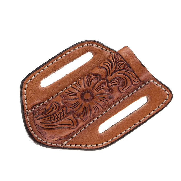 Circle SH Cutlery Trapper Knife Sheath Tan Black Flower Inlay