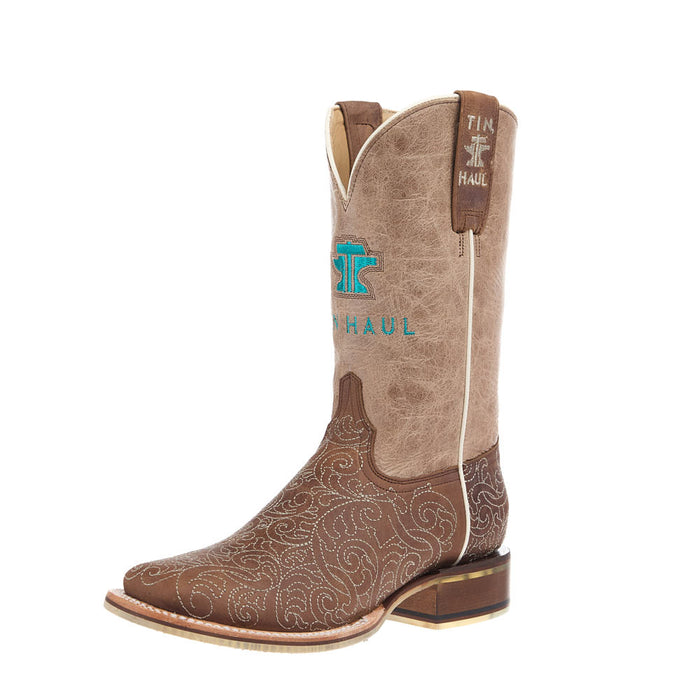 Women's Brown Scrollwork Vamp 11In Tan Top Boot