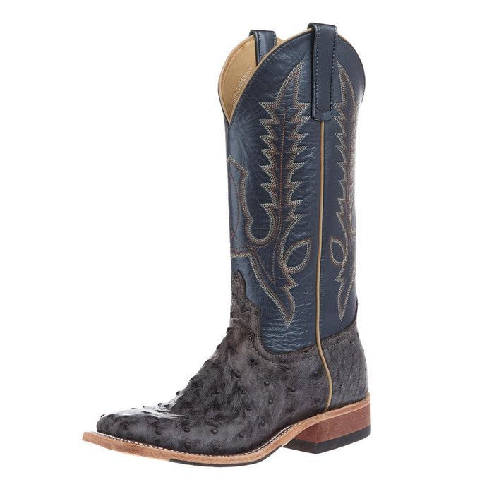 Men's Nicotine Full Quill Ostrich Vamp 13in Blue Top Boot