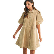 Women's Latte Balloon Mini Dress