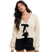 Women's Ivory Front Tie Sweater Cardigan