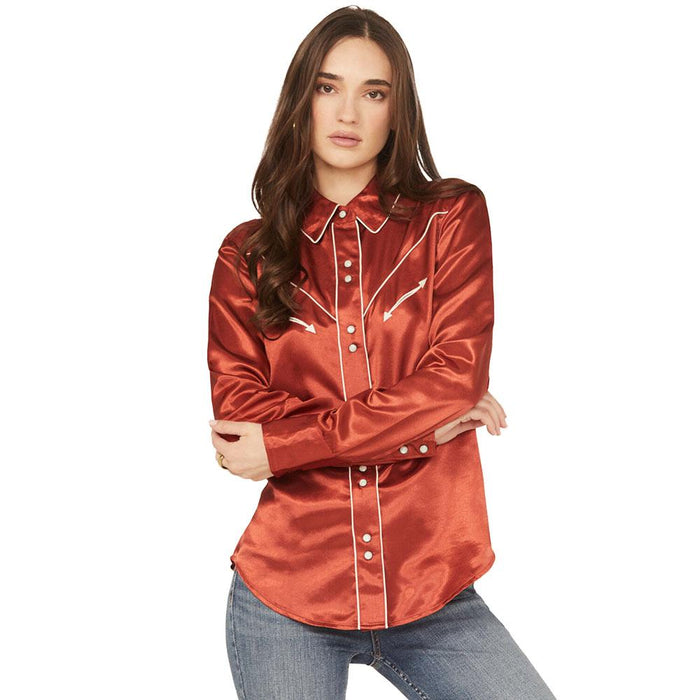 Women's Western Red Pearl Snap Shirt