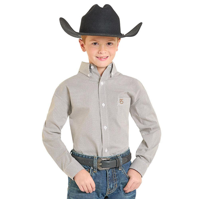 Boy's Ecru Geo Print Shirt