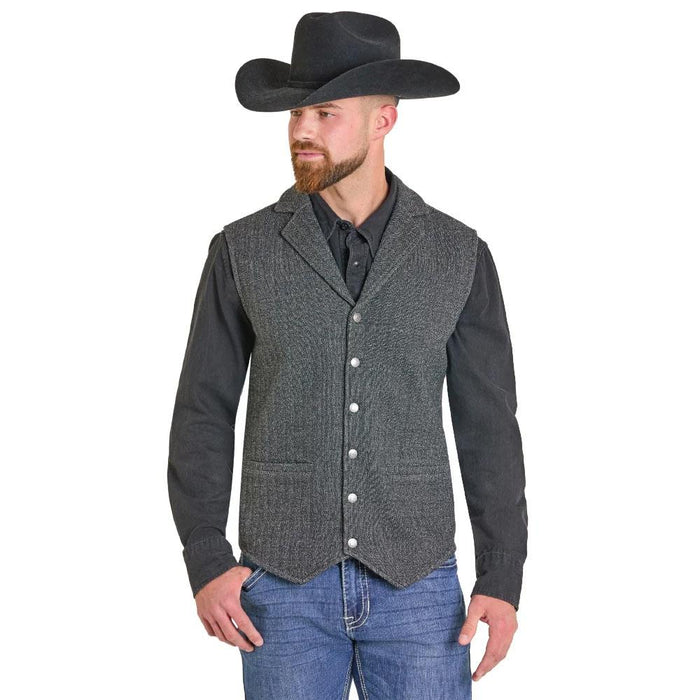 Men's Herringbone Black Vest