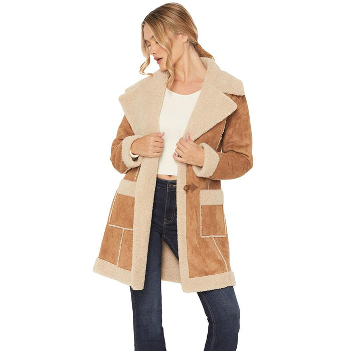 Women's Camel Berber Microsuede Coat