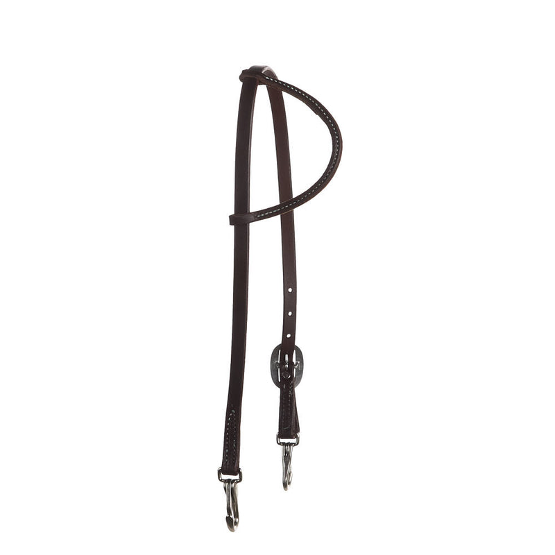 5/8in Oiled Single Ear Headstall with Snaps