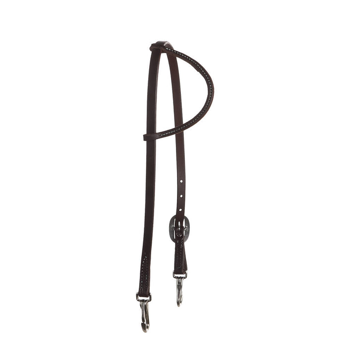 5/8in Oiled Single Ear Headstall with Snaps