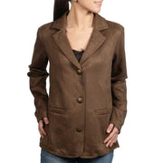 Women's Brown Faux Suede Blazer