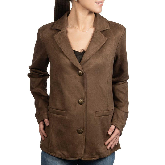 Women's Brown Faux Suede Blazer
